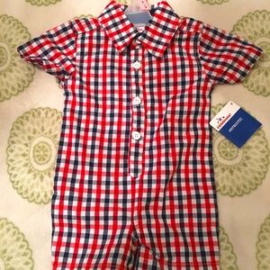 NWT Let's Celebrate Baby Boy Patriotic Summer Romper Size 0-3 Months